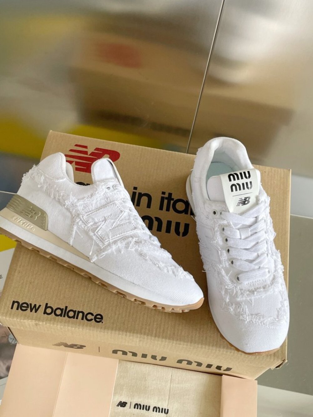 The all-new Miu Miu x New Balance 574 sneakers